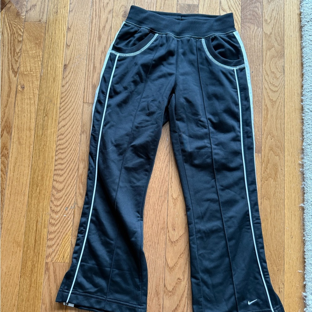 Girl Nike Kids Black Sweatpants with White Trim